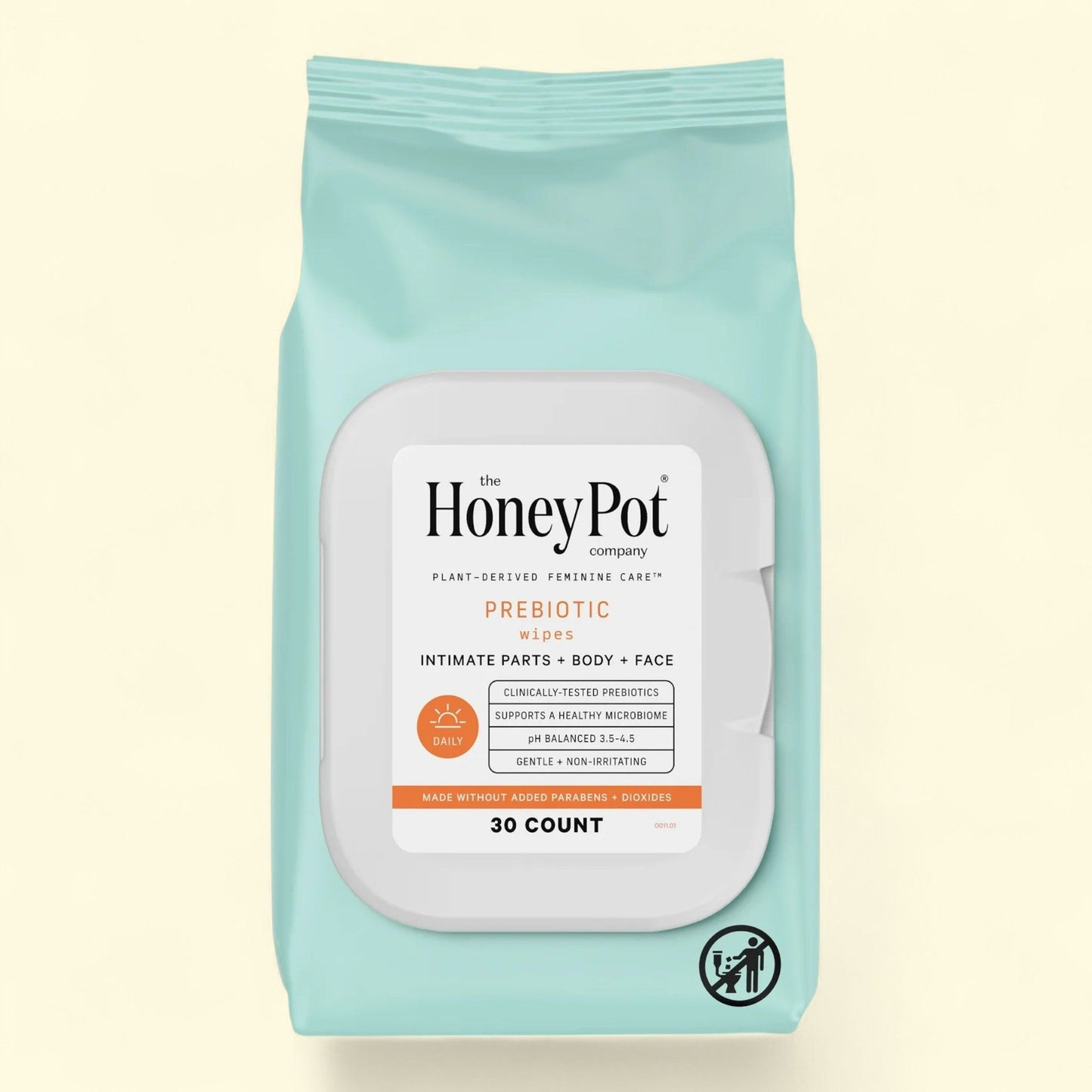 The Honey Pot Company Prebiotic Intimate Wipes, 30 counts