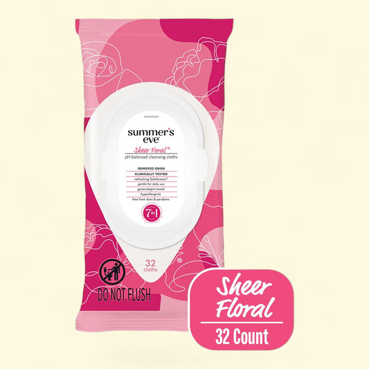 Summer's Eve Feminine Wipes, Sheer Floral, 32 count