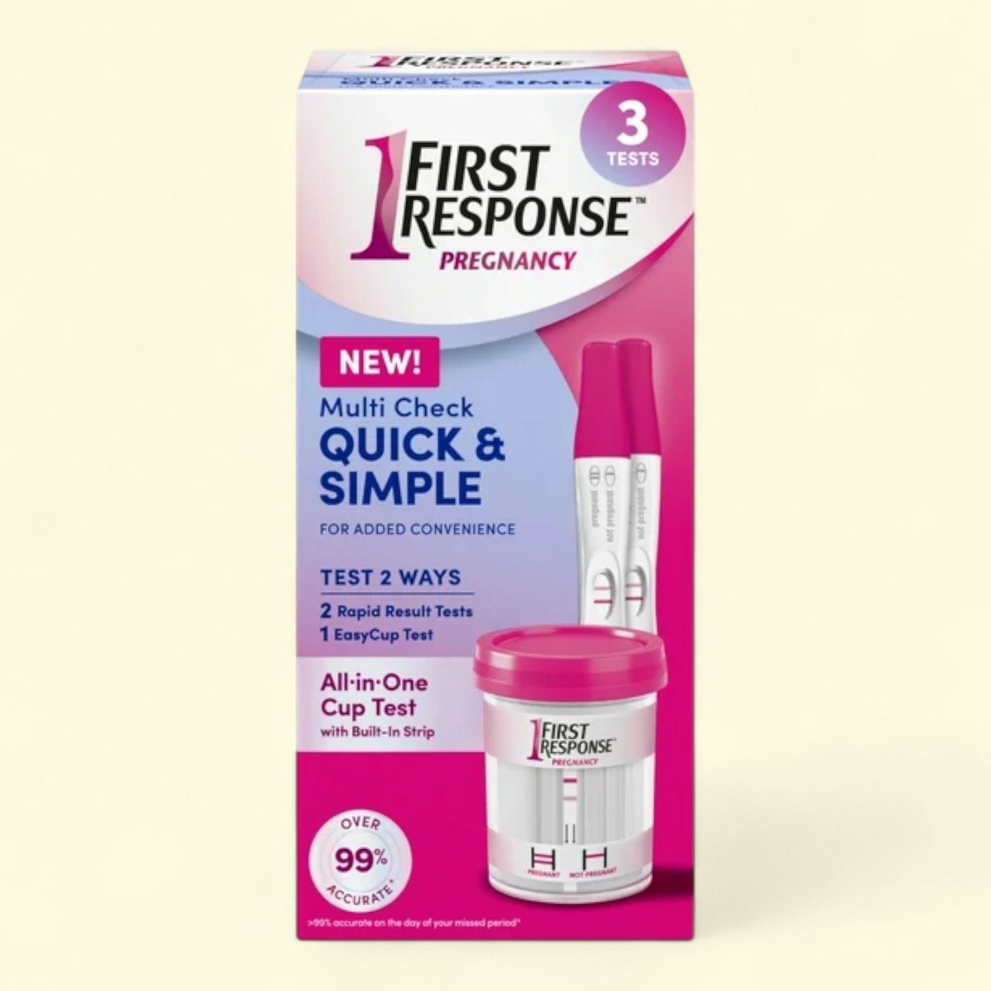 First Response Pregnancy Test Kit, 1 EasyCup Test with Built-in Pregnancy Test Strip and 2 Rapid Result Pregnancy Tests, 1 Kit