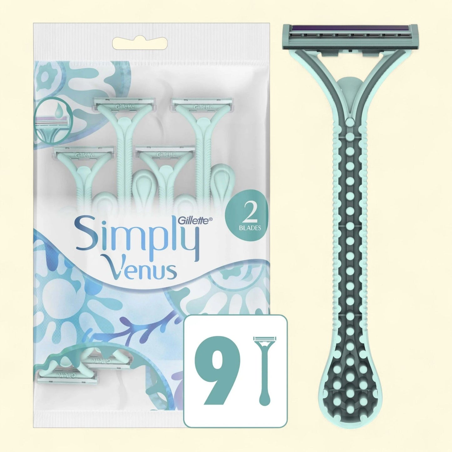 Gillette Simply Venus 2 Disposable Razors, 9 Count
