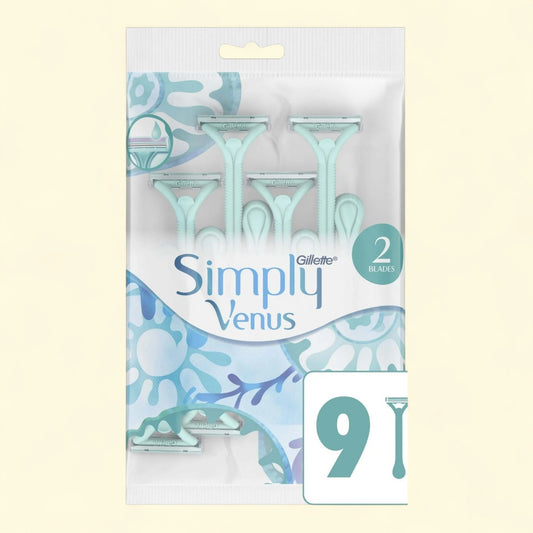 Gillette Simply Venus 2 Disposable Razors, 9 Count — authentic US product shipped worldwide by Treatspree