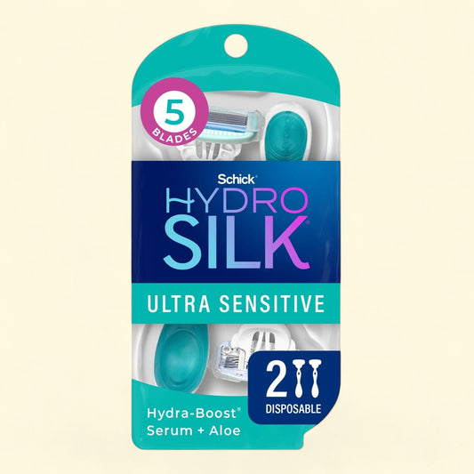Schick Hydro Silk Sensitive Womens Disposable Razors, 2 Ct, 5-Blade — authentic US product shipped worldwide by Treatspree