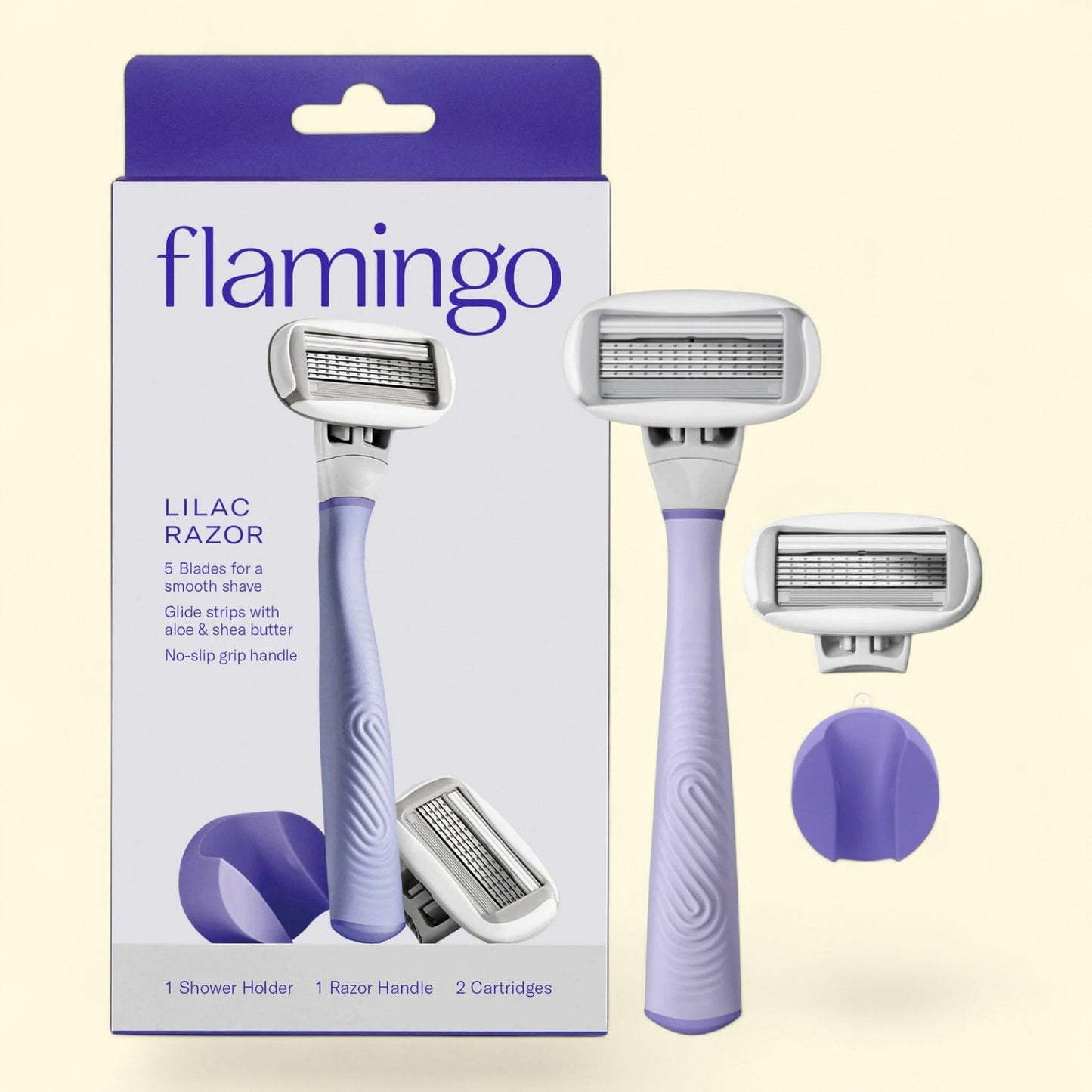 Flamingo Women's Razor Shaving Set, Lilac, 4 Piece