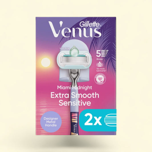 Gillette Venus Extra Smooth Sensitive Razor Handle, 2 Refills, 1 Sh... — authentic US product shipped worldwide by Treatspree