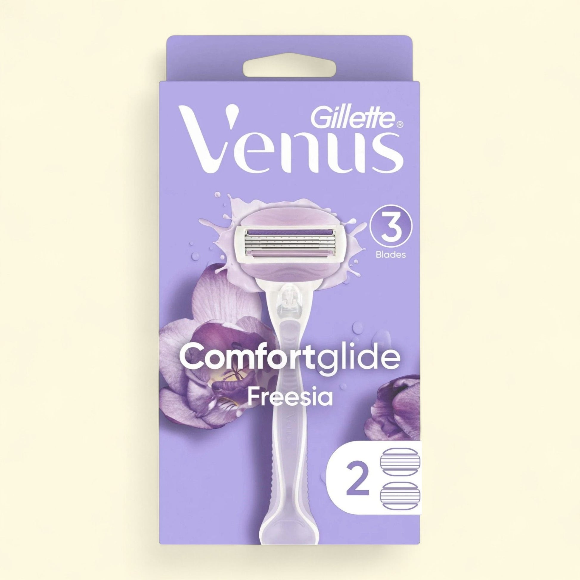 Gillette Venus ComfortGlide Freesia Women's Razor Handle + 2 Blade ... — authentic US product shipped worldwide by Treatspree