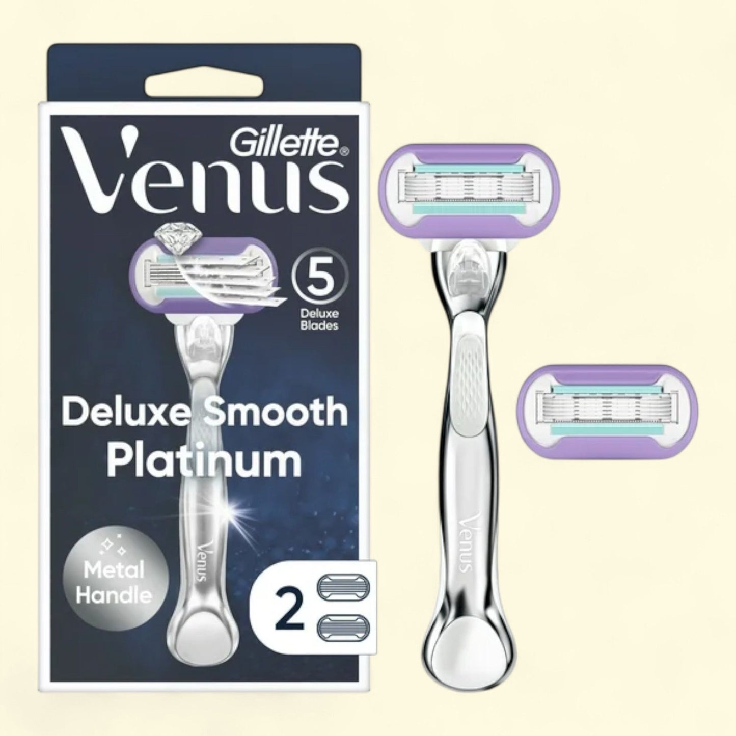 Venus Deluxe Smooth Platinum Women's Razor, Handle + 2 Blade Refill... — authentic US product shipped worldwide by Treatspree