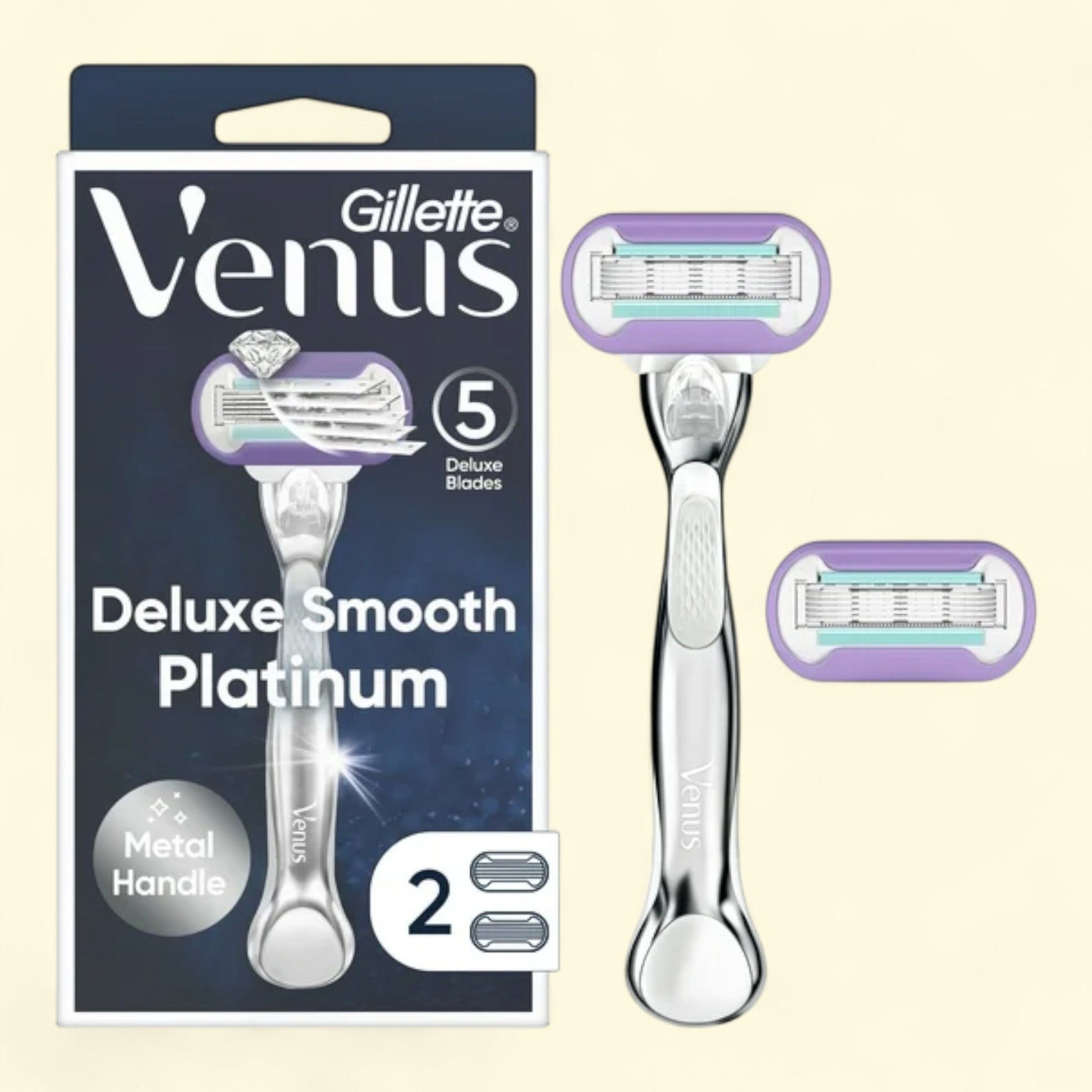 Venus Deluxe Smooth Platinum Women's Razor, Handle + 2 Blade Refill... — authentic US product shipped worldwide by Treatspree