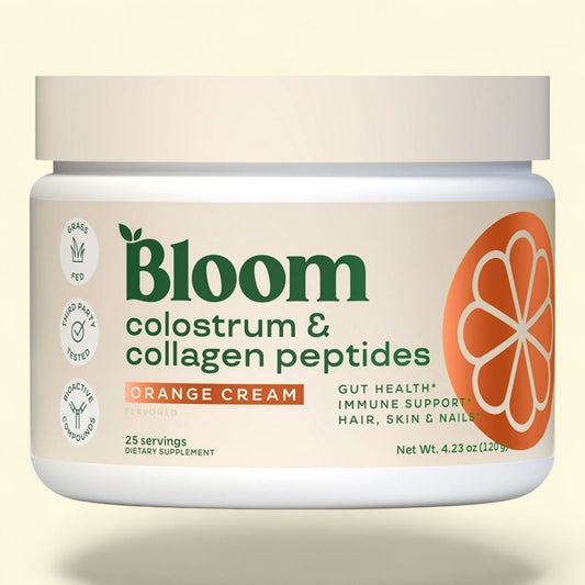 Bloom Nutrition Colostrum & Collagen Peptides Powder, Orange Cream, 25 Servings