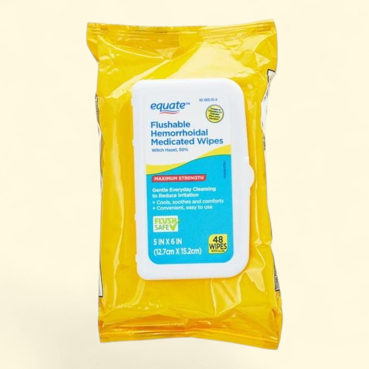 Equate Witch Hazel Hemorrhoidal Wipes, 48 Count