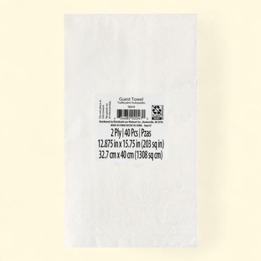 Way To Celebrate Disposable White/Gold Foil Paper Napkins, 40 Count, 4.25 in x 7.87 in