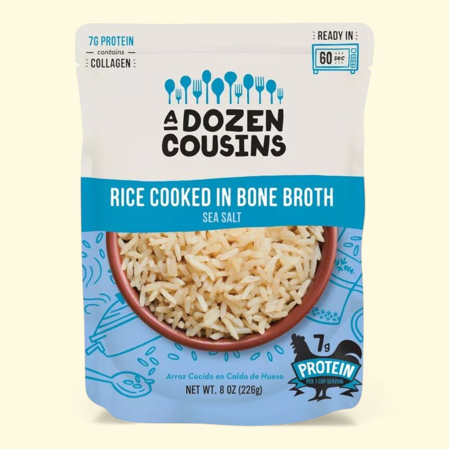 A Dozen Cousins RTE Rice Cooked in Bone Broth: Sea Salt, 8oz