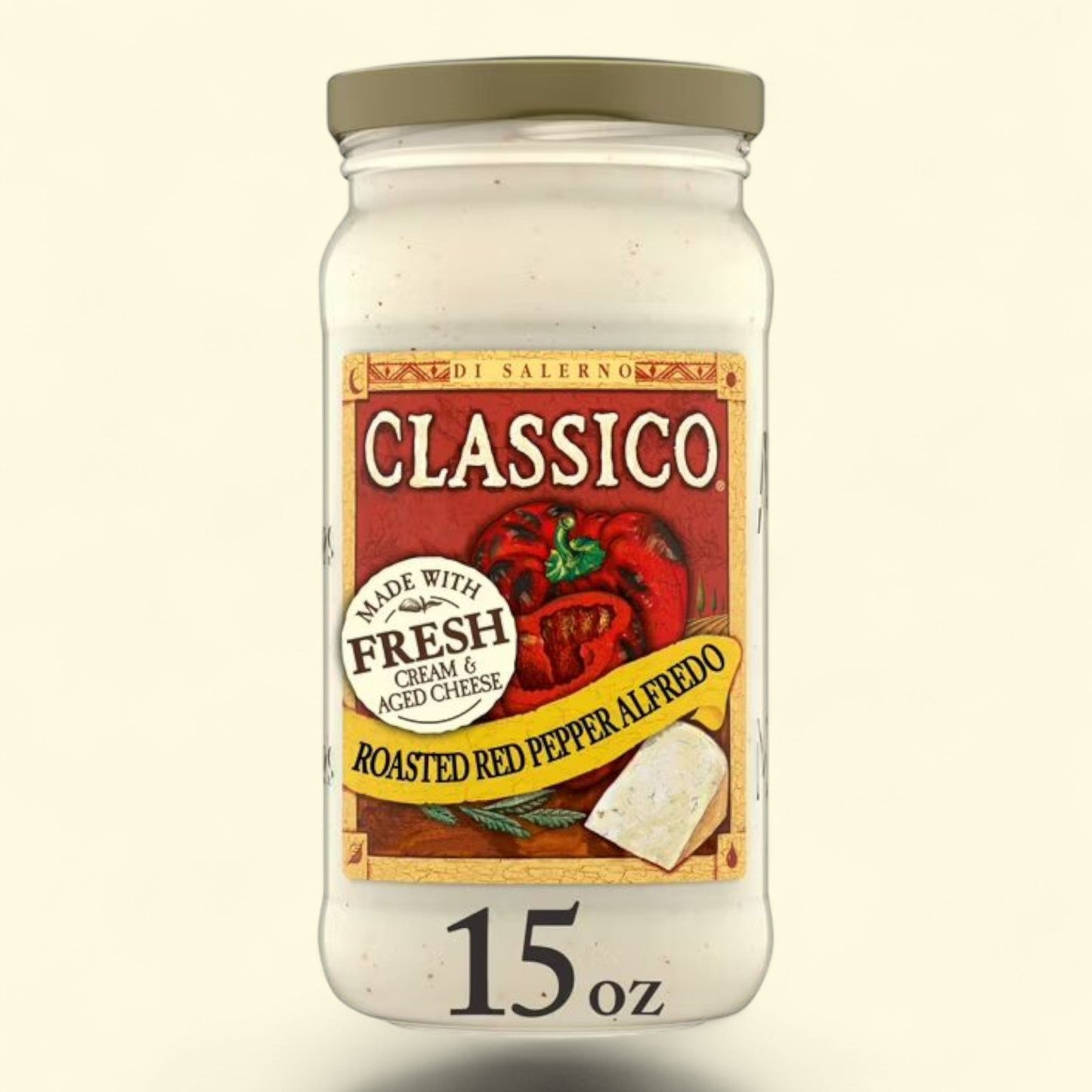 Classico Roasted Red Pepper Alfredo Spaghetti Pasta Sauce, 15 oz Jar