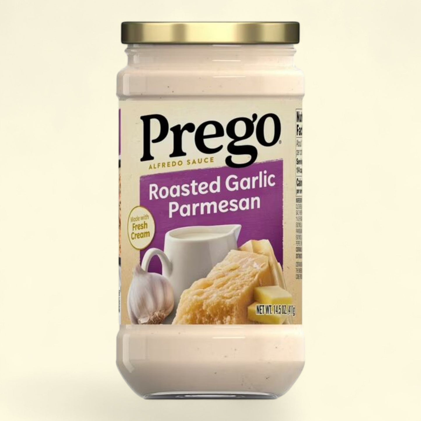 Prego Alfredo Pasta Sauce with Roasted Garlic and Parmesan Cheese, 14.5 oz Jar