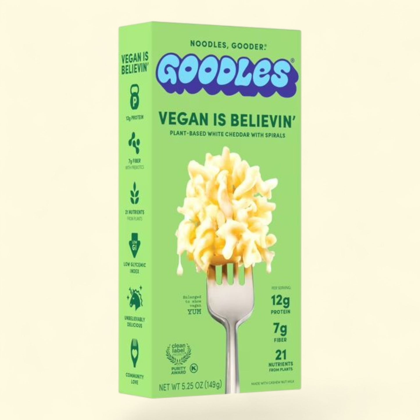 Goodles Mac & Cheese Vegan Is Believin, White Cheddar, Spirals, 5.2... — authentic US product shipped worldwide by Treatspree