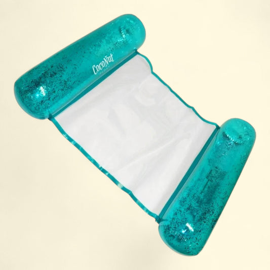 CocoNut Float: Aqua Glitter Hammock Pool Lounger - 49" x 30" Inflatable
