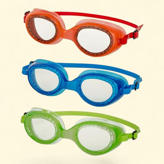 Dolfino Youth Swim Goggles, Silicone Strap, UV Protection, Children, Multi-Color (3 Pack)