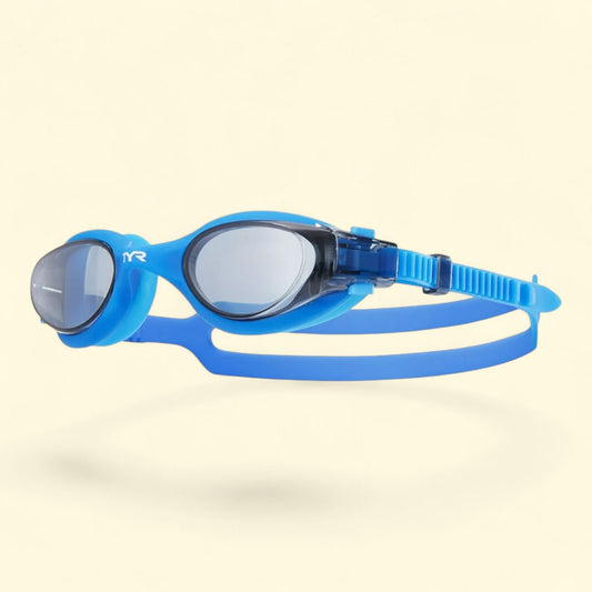 TYR Vesi Swim Goggle, Adult Fit, Smoke/Blue, 0.15 lb