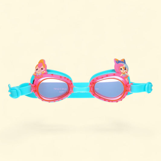 LOL Surprise Girl's Swim Goggles, Pink, Hard Shell Case, Mesh Drawstring Bag