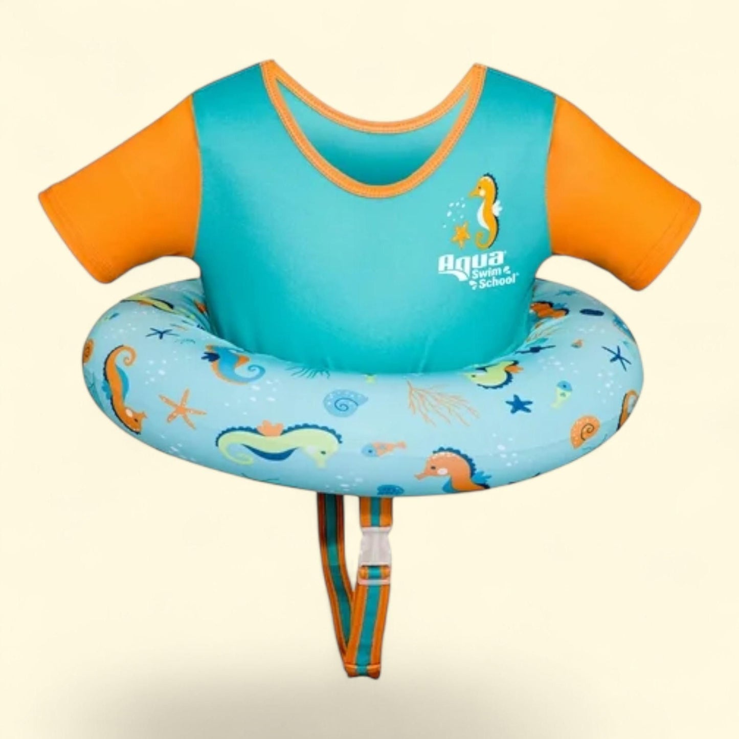Swim School Tot Trainer Pool Float, Adjustable Strap, Orange/Teal, Ages 2-4, 16.5 in
