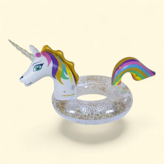 Swimline LED Rainbow Unicorn Glitter Inner Tube Float, 68"
