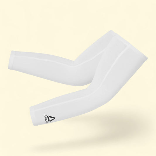 Reebok Delta Arm Sleeves, 2 Pack, White, Small/Medium - Large/Extra Large