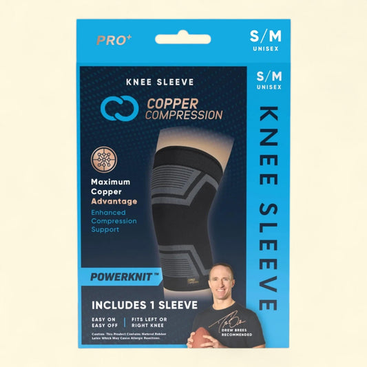 Copper Compression Powerknit Knee Sleeve S/M, Black