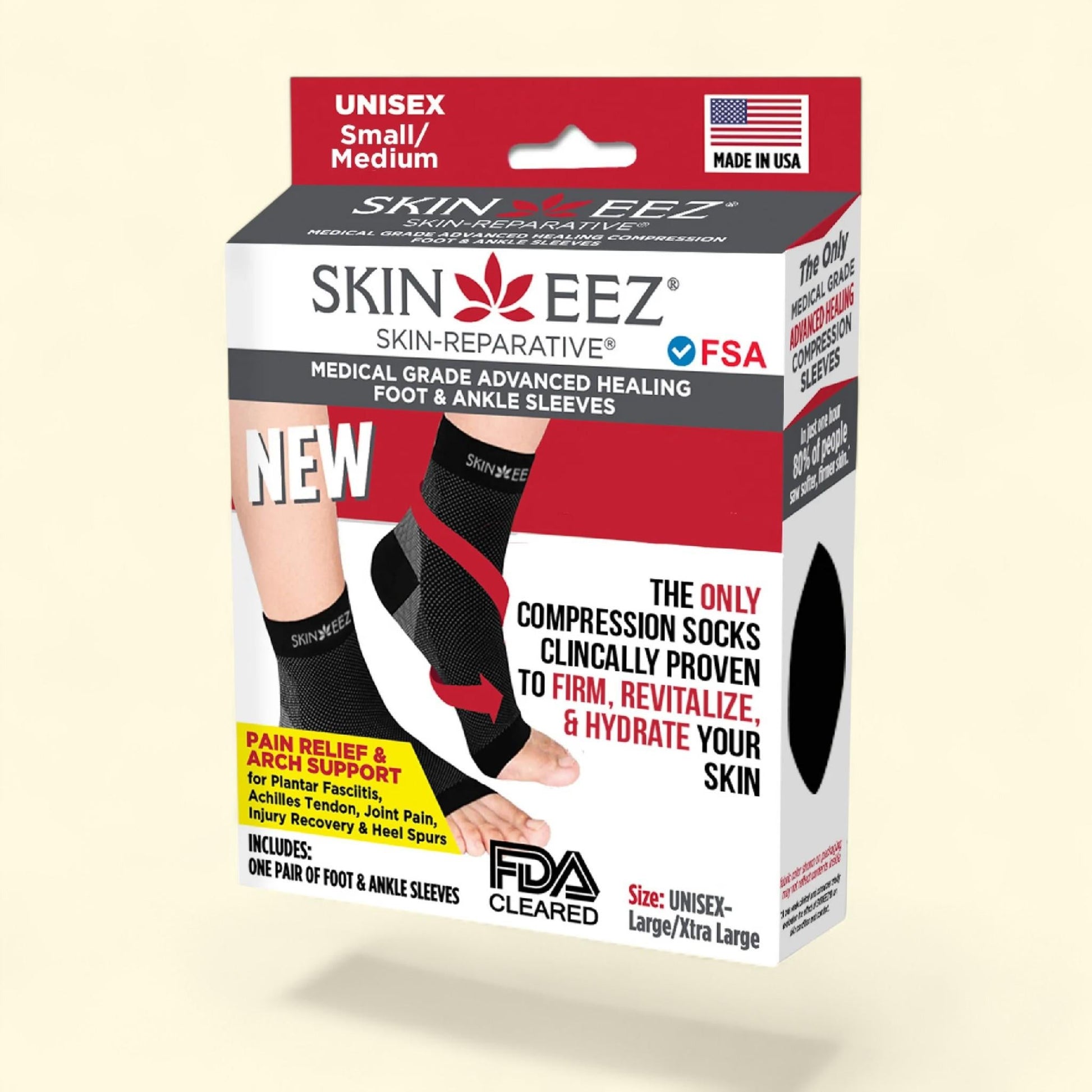 Skineez Plantar Fasciitis Compression Sleeve, S/M, Black — authentic US product shipped worldwide by Treatspree