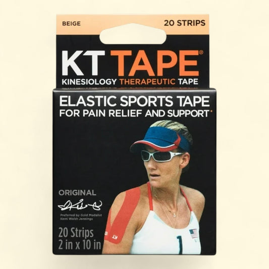 KT Tape Original Cotton Kinesiology Tape, Beige, 20 Precut Strips