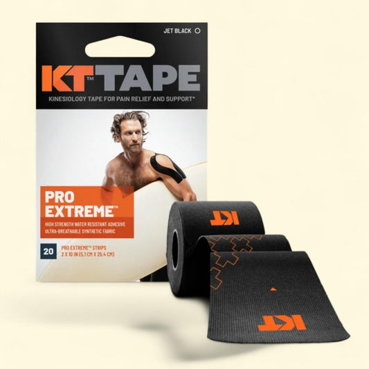 KT Tape Pro Extreme Kinesiology Tape, Black, 20 Precut Strips