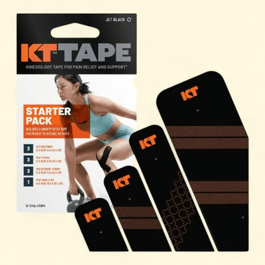 KT Tape Starter Pack, Variety of Kinesiology Tape, Black, 10 Count