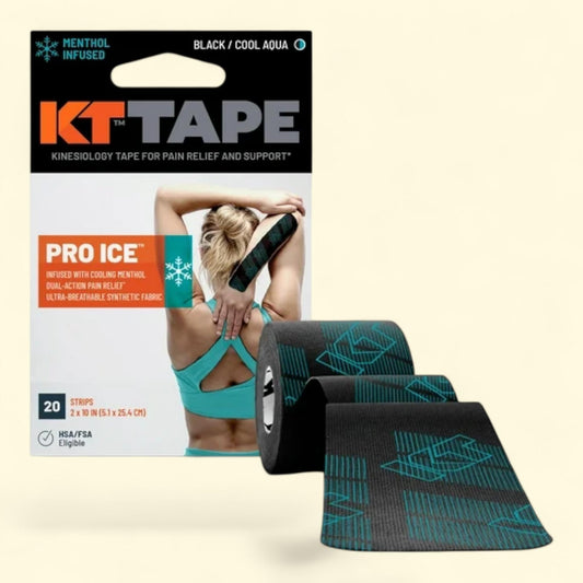 KT Tape Pro Ice Kinesiology Tape, Black, 20 Count