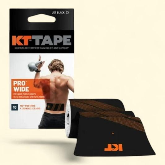 KT TAPE Pro Wide Kinesiology Tape, Black, 10 Count