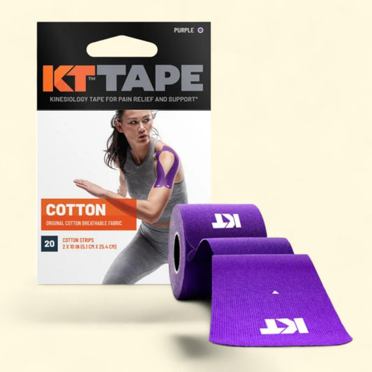 KT Tape Original Cotton Kinesiology Tape, Purple, 20 Precut Strips