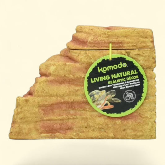 Komodo Adobe Corner Hideaway with Lid, Reptile Terrarium Habitat, small