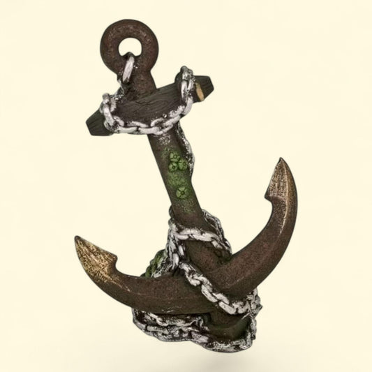 Aqua Culture Chain Anchor Aquarium Ornament, Bronze/Gold/Silver, 1count