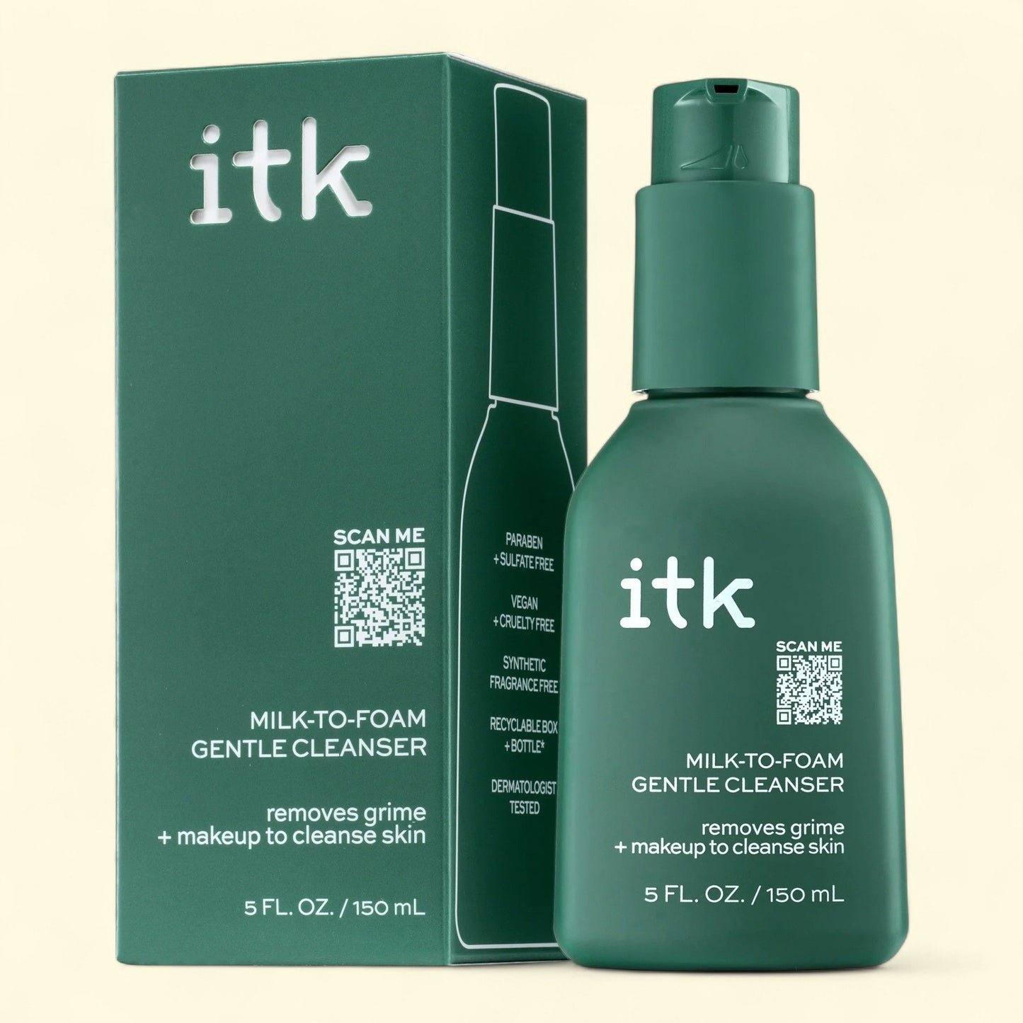 ITK Skincare Face Wash Foaming Gentle Cleanser + Moisture + Makeup Remover, 5oz --> ITK Skincare Face Wash, 5oz