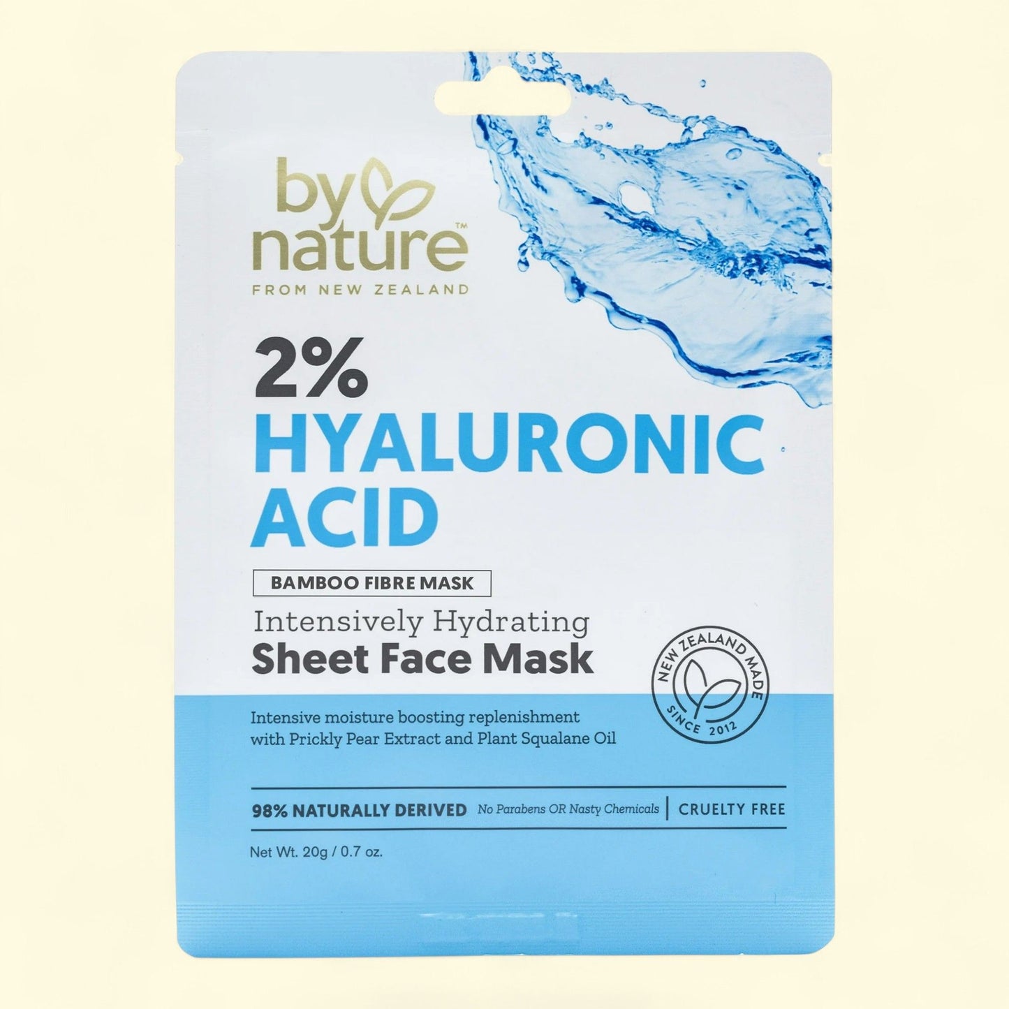 By Nature Skincare 2% Hyaluronic Acid Sheet Face Mask, 1 ct