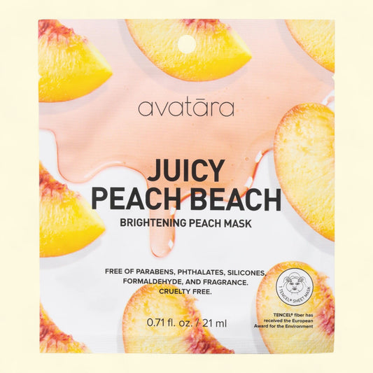 Avatara Peach Beach Face Sheet Mask, All Skin Types, 0.71 fl oz