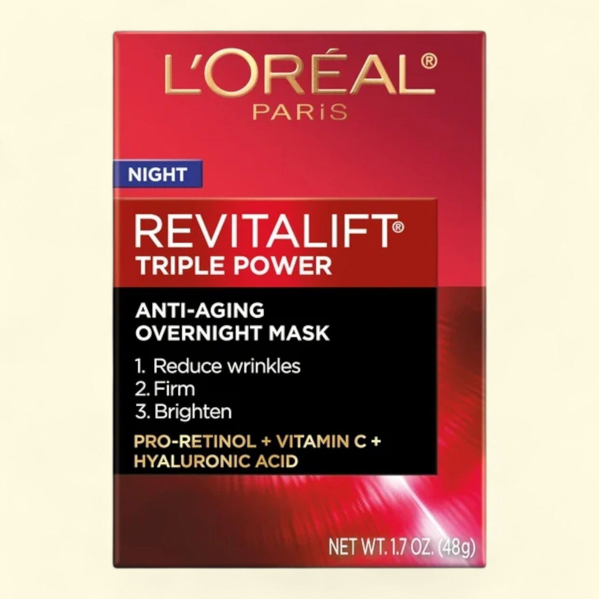 L'Oreal Paris Revitalift Anti Aging Overnight Mask, 1.7 oz — authentic US product shipped worldwide by Treatspree
