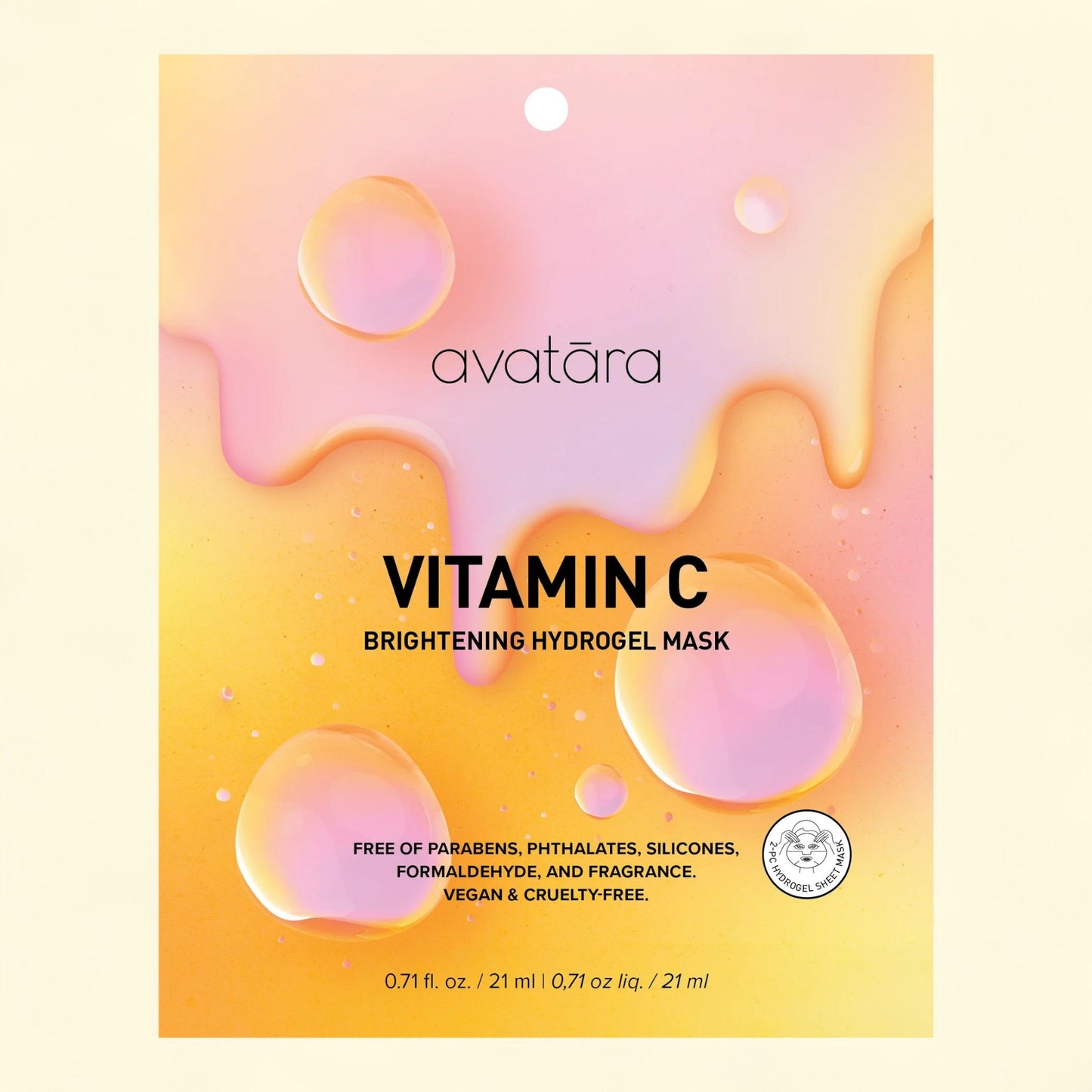 Avatara Vitamin C Brightening Hydrogel Face Mask, All Skin Types, 21ml