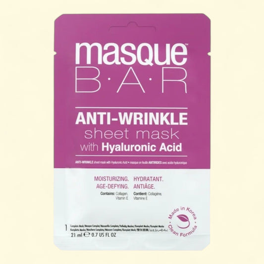 Masque Bar Anti Wrinkle Sheet Mask, Hyaluronic Acid, 21ml