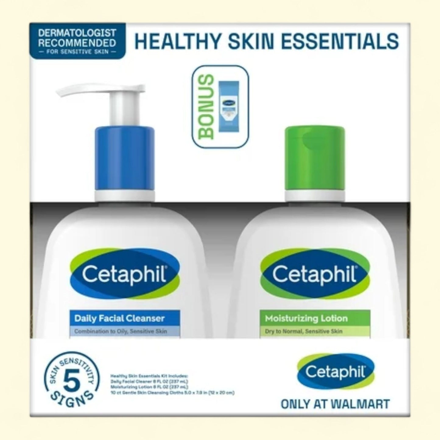 Cetaphil Healthy Skin Essentials Kit, Daily Facial Cleanser & Moist... — authentic US product shipped worldwide by Treatspree