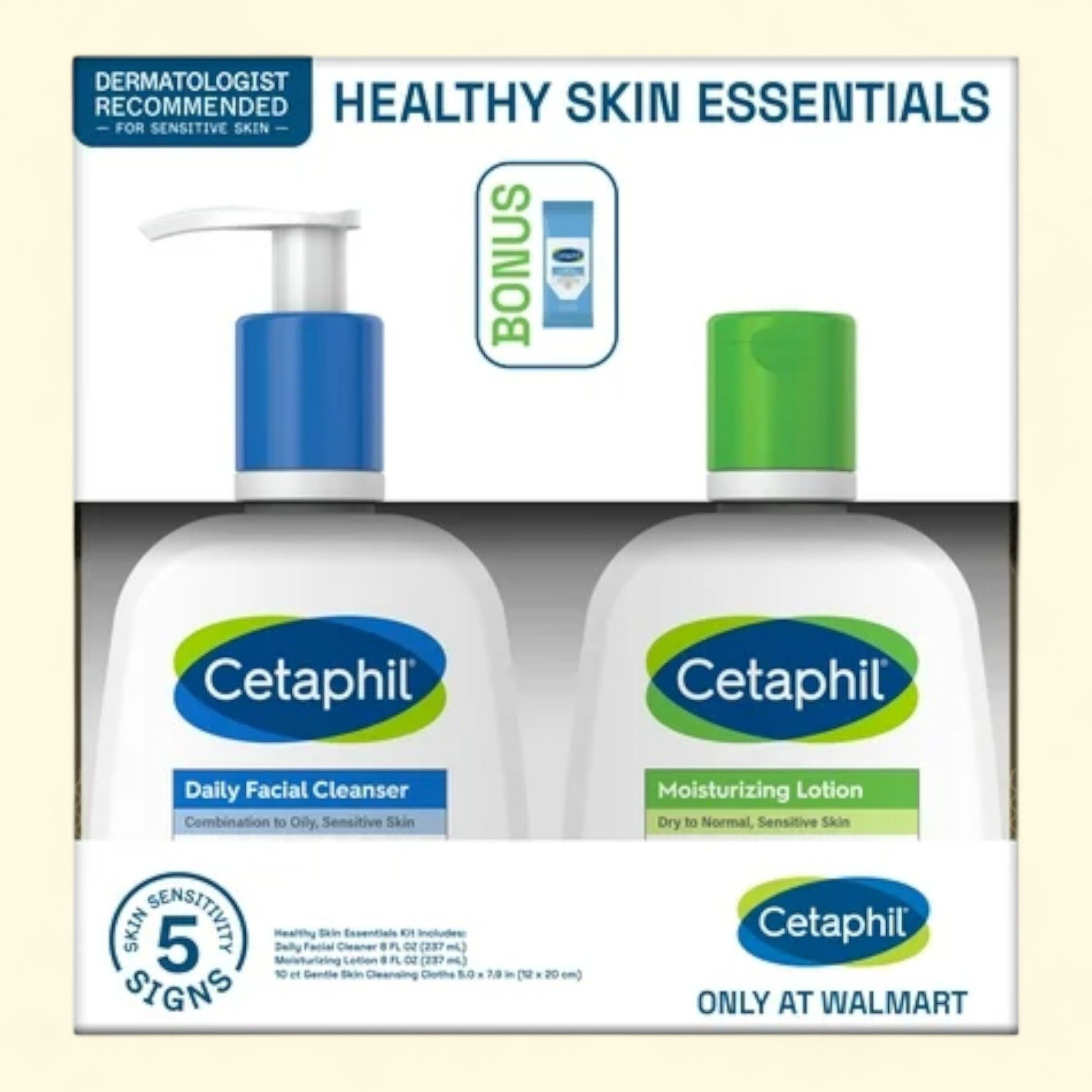 Cetaphil Healthy Skin Essentials Kit, Daily Facial Cleanser & Moist... — authentic US product shipped worldwide by Treatspree