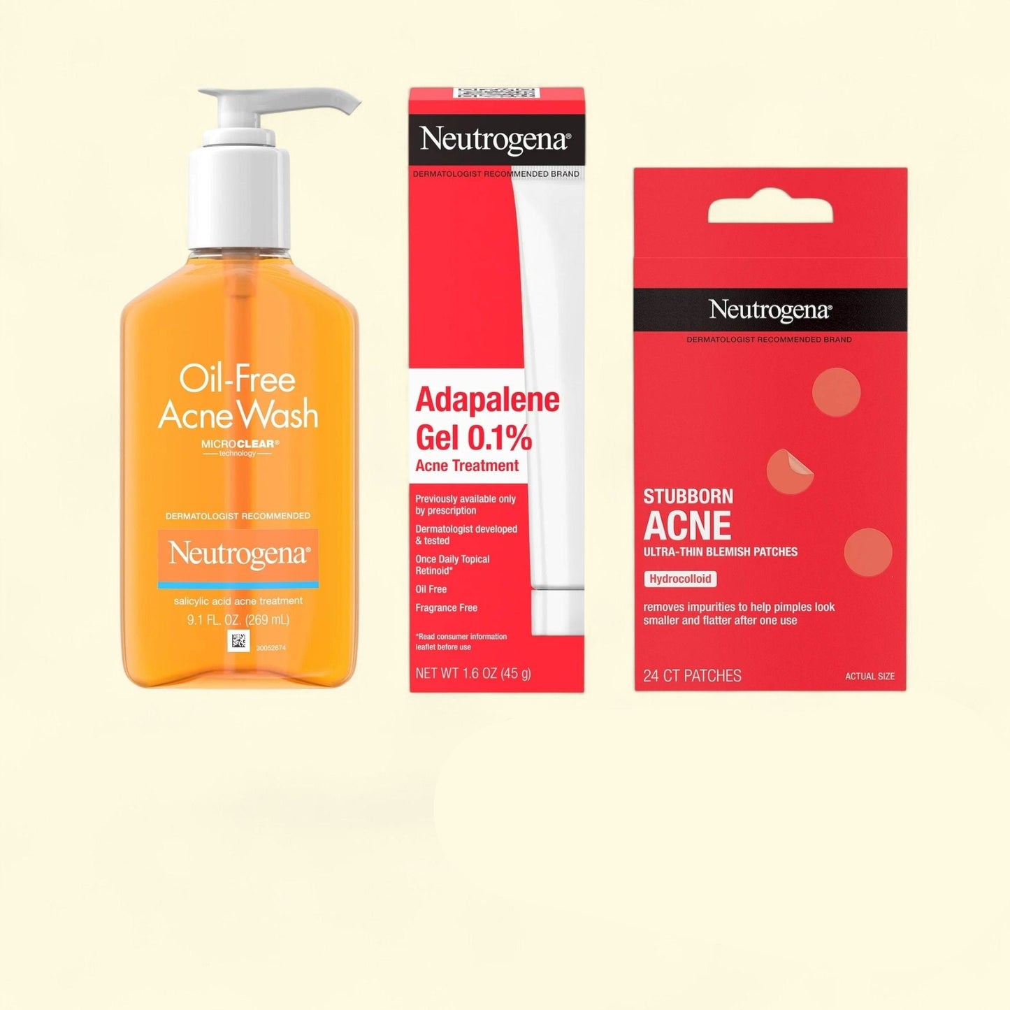 Neutrogena Acne Solutions: Cleanser, Treatment, & Patches, 3 Items