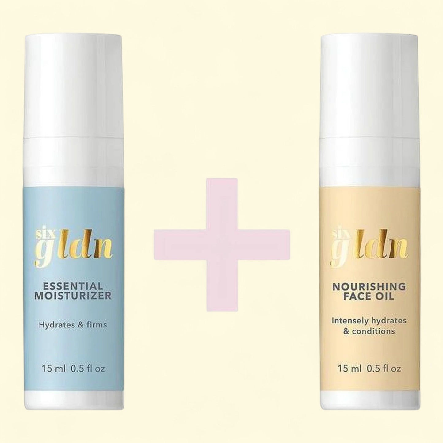 Six Gldn Mini Power Duo: Hydrate & Deeply Nourish, Moisturizer & Facial Oil, 0.5 fl oz -> Six Gldn Power Duo, 0.5 fl oz