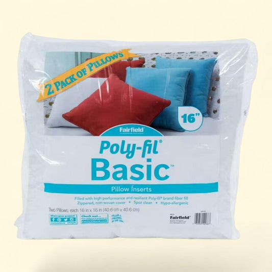 Poly-Fil Basic 16"x16" Pillow Insert, Pack of 2