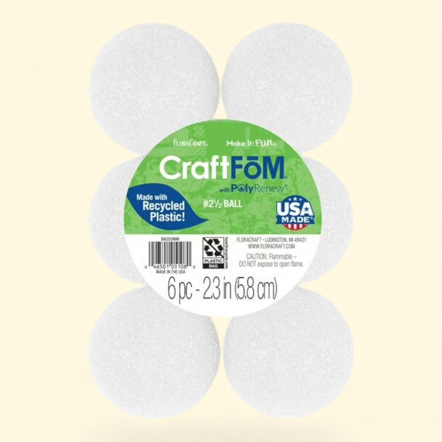 FloraCraft CraftF?M Crafting Foam Ball 2.3"