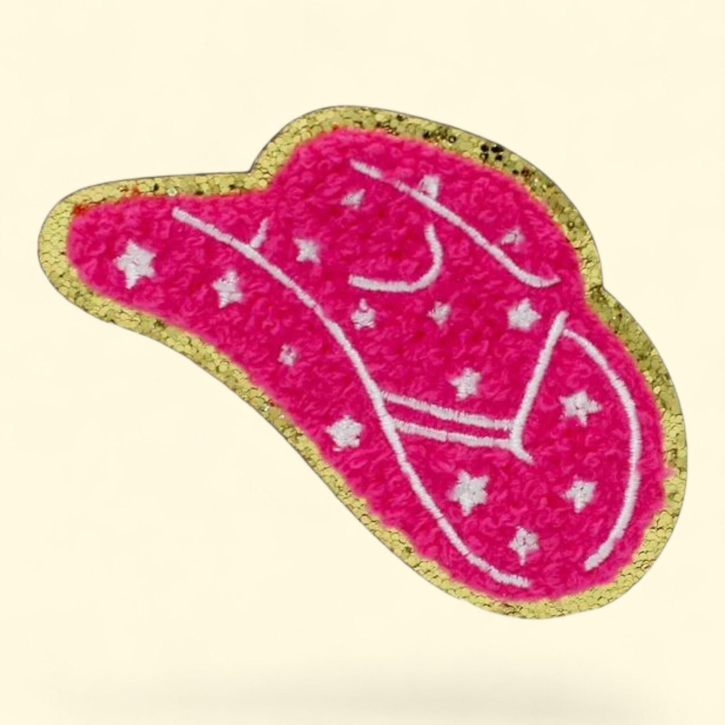 Gwen Studios Pink Cowgirl Hat Iron-on Patch Applique, 3.4" x 2.7"