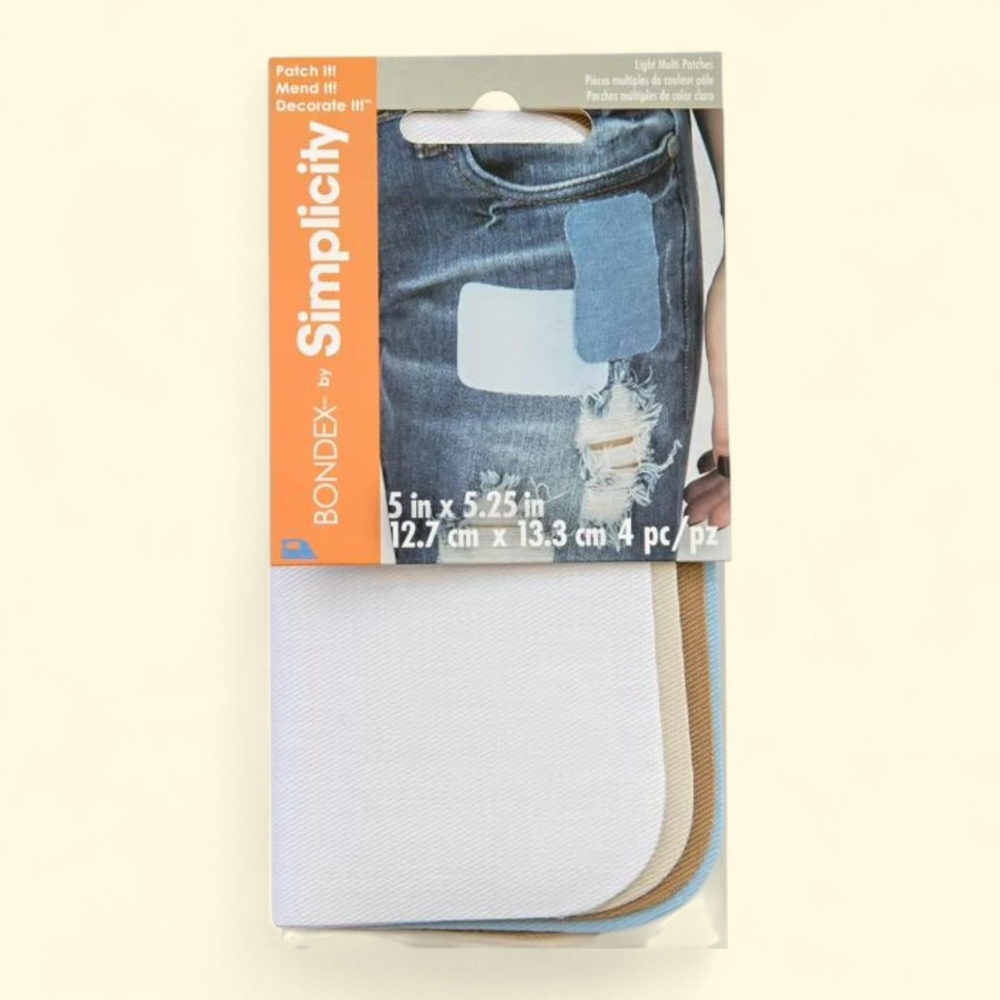 Bondex Denim Fabric Iron-On Patches, 5"x5.25", 4 Pieces