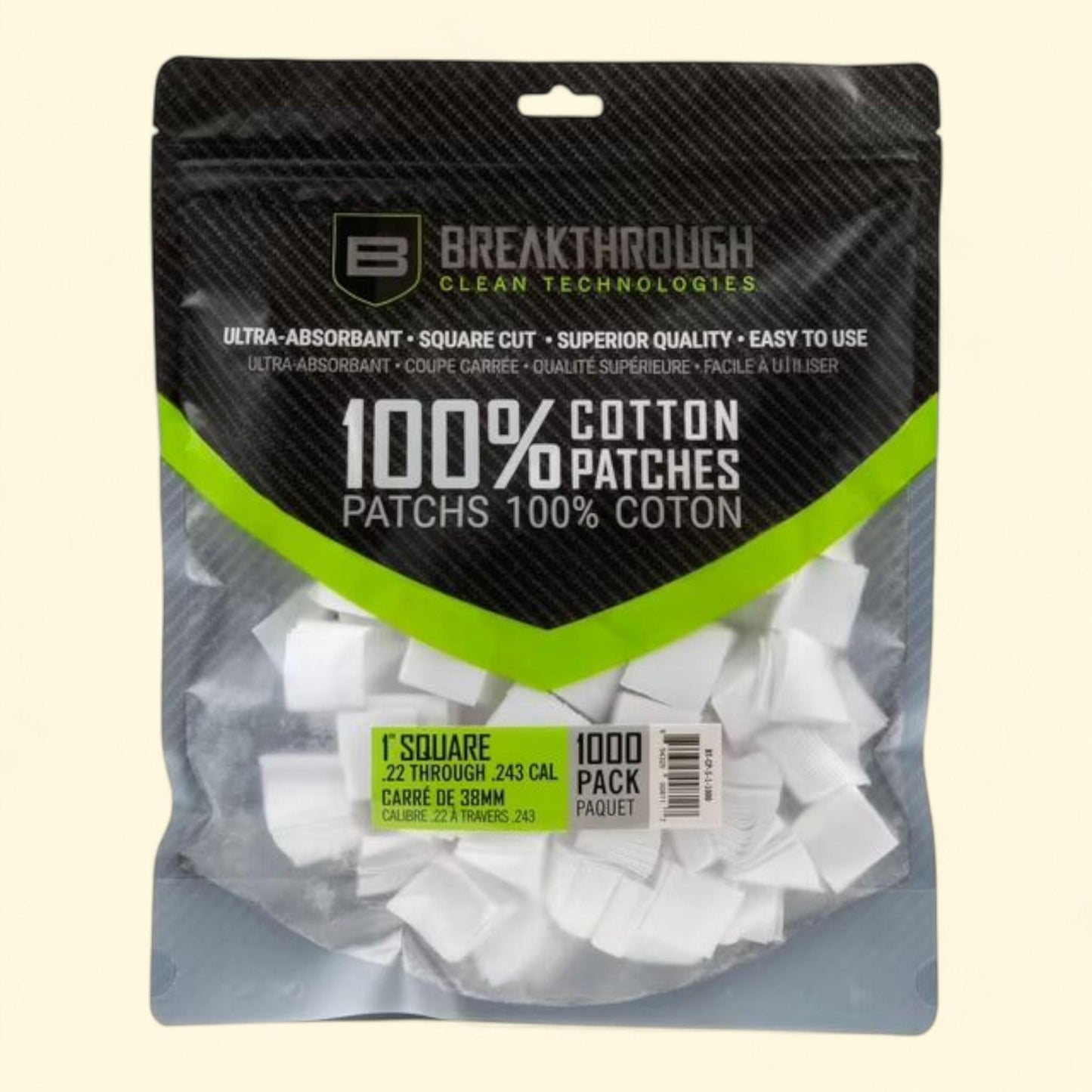 Breakthrough Clean Technologies Cotton Patches, 1" Square, 1,000-Pack